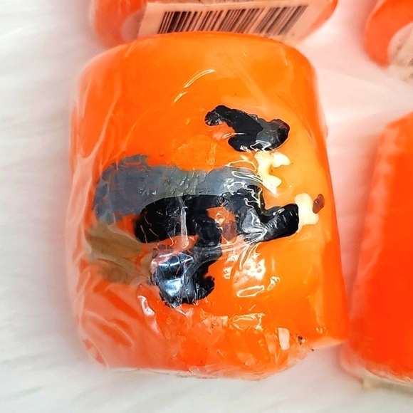 🆕️Vintage 90s 3D Textured Character Orange Halloween Wax Candles Set of Four 2" - Picture 4 of 14